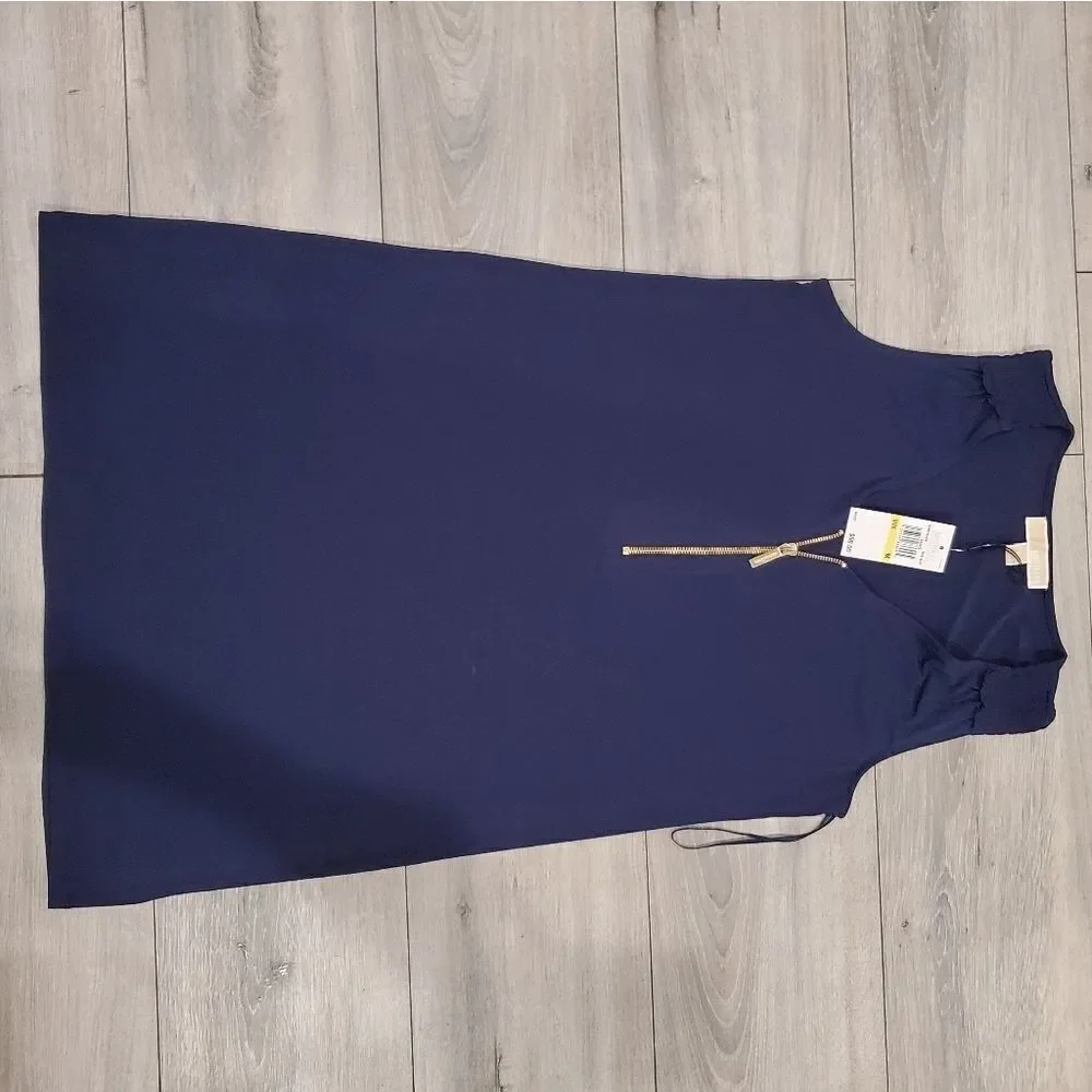 Micheal Kors Women Loose Tank Top V-Neck Sleeveless Zipper dress sz Medi…